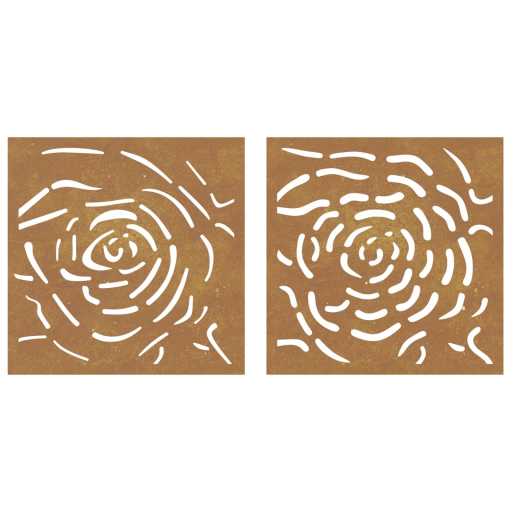 Wanddecoratie tuin 2 st rozenontwerp 55x55 cm cortenstaal is nu te koop bij PeponiXL, paradijselijk wonen!