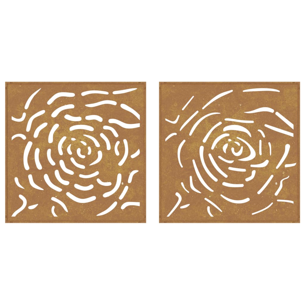 Wanddecoratie tuin 2 st rozenontwerp 55x55 cm cortenstaal is nu te koop bij PeponiXL, paradijselijk wonen!