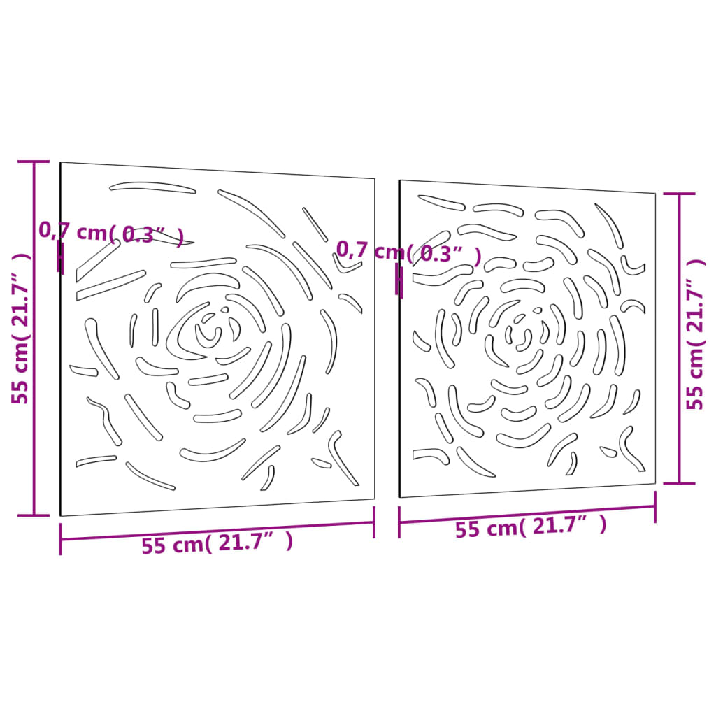 Wanddecoratie tuin 2 st rozenontwerp 55x55 cm cortenstaal is nu te koop bij PeponiXL, paradijselijk wonen!