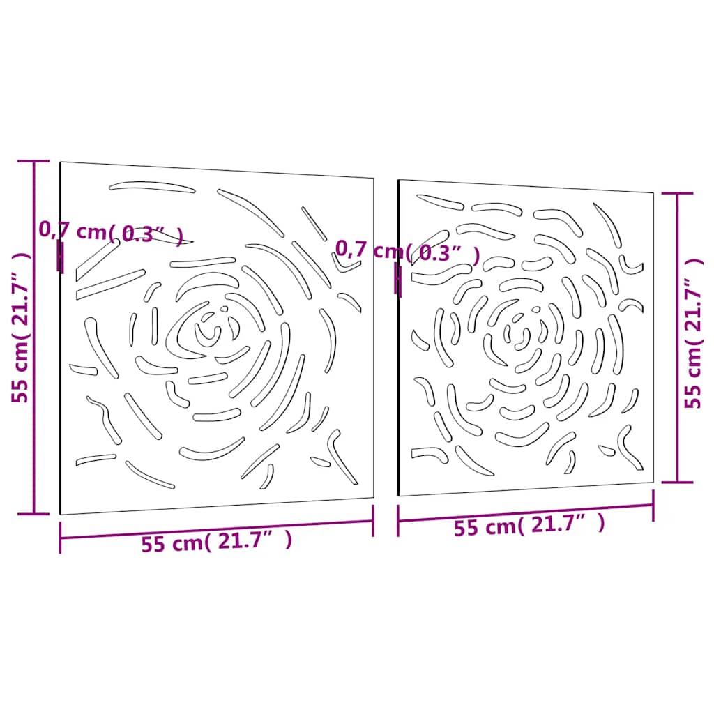 Wanddecoratie tuin 2 st rozenontwerp 55x55 cm cortenstaal is nu te koop bij PeponiXL, paradijselijk wonen!