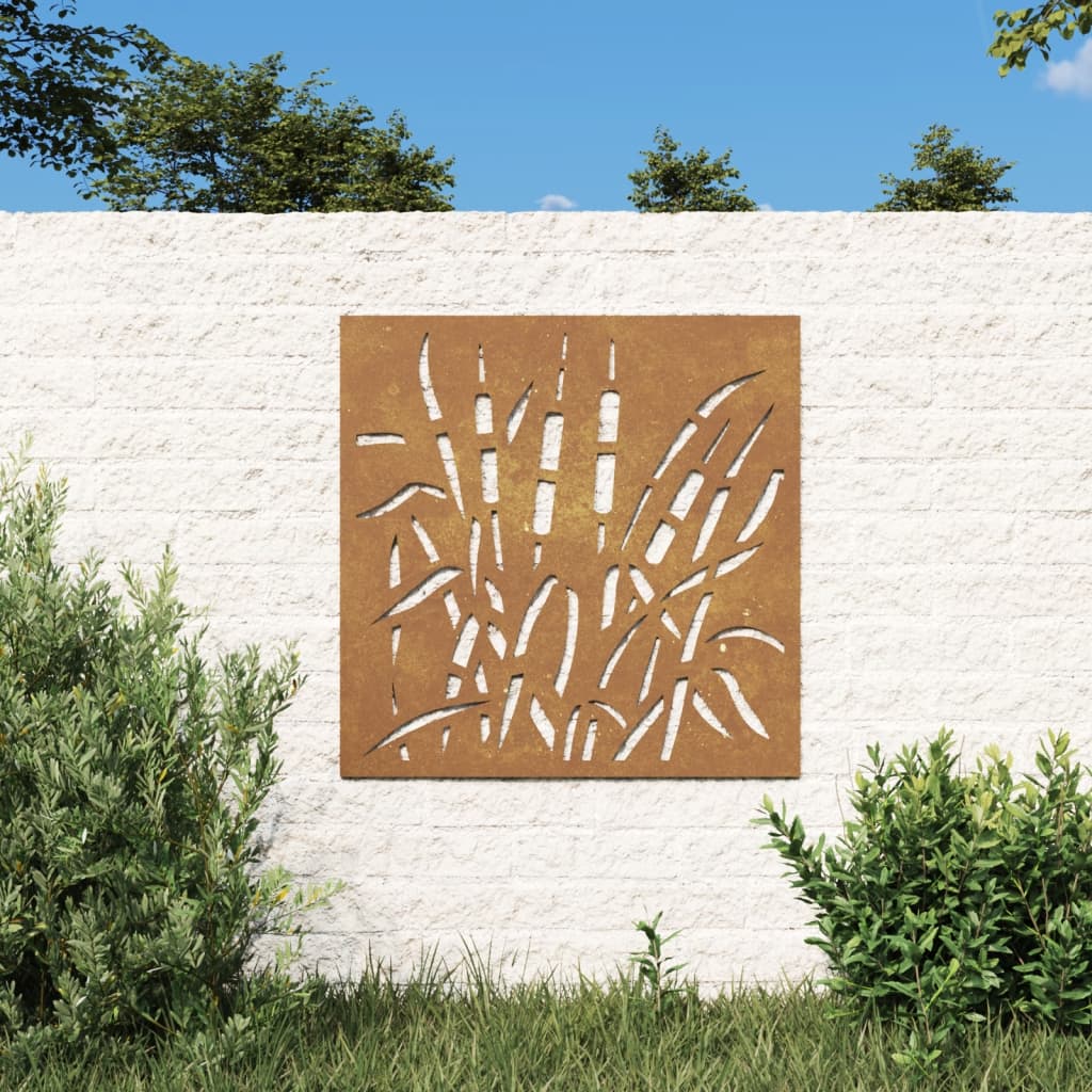 Wanddecoratie tuin grasontwerp 55x55 cm cortenstaal is nu te koop bij PeponiXL, paradijselijk wonen!