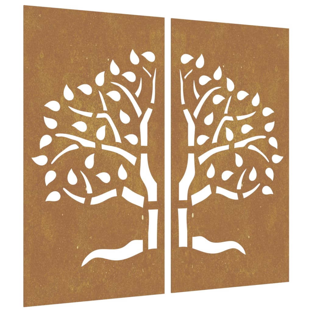 Wanddecoratie tuin 2 st boomontwerp 105x55 cm cortenstaal is nu te koop bij PeponiXL, paradijselijk wonen!