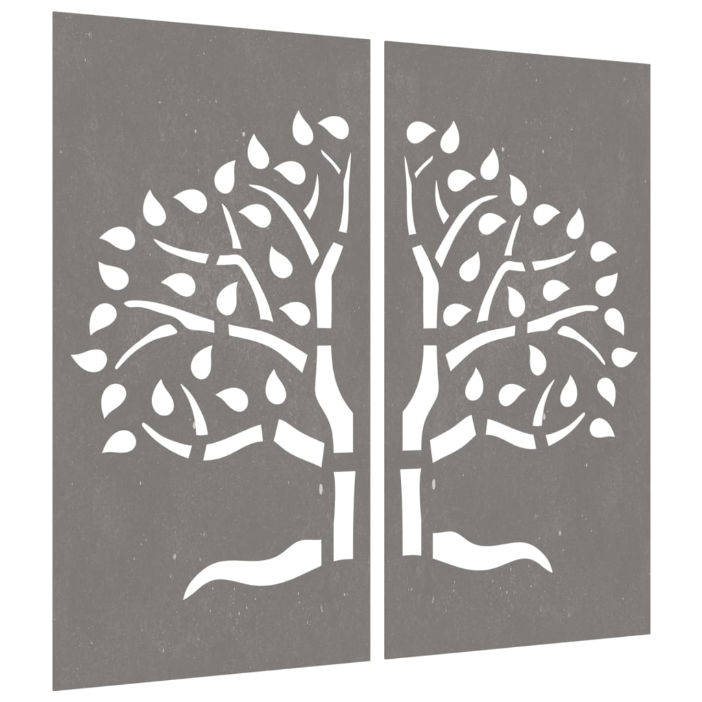 Wanddecoratie tuin 2 st boomontwerp 105x55 cm cortenstaal is nu te koop bij PeponiXL, paradijselijk wonen!