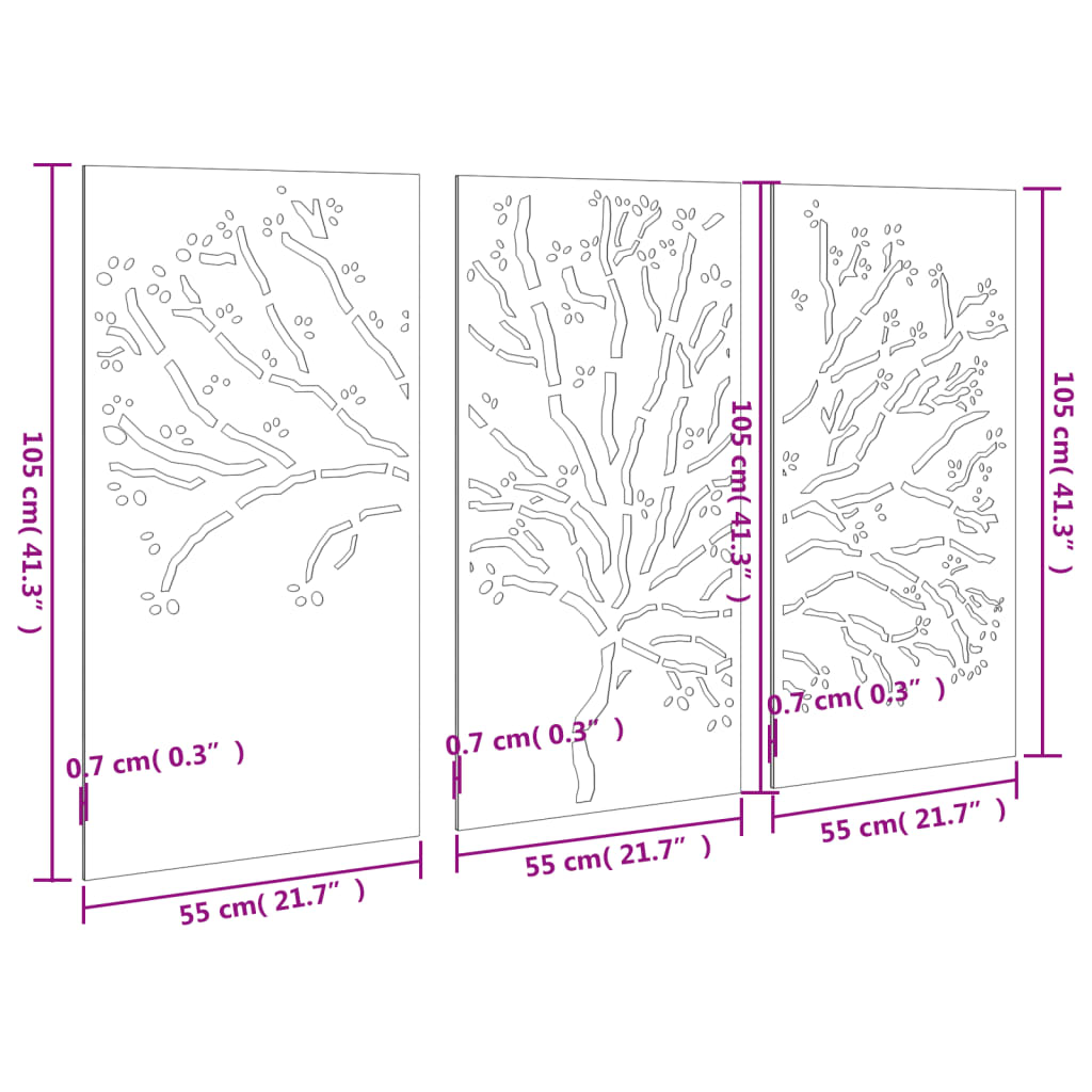 3-delige Tuindecoratieset boomontwerp 105x55 cm cortenstaal is nu te koop bij PeponiXL, paradijselijk wonen!