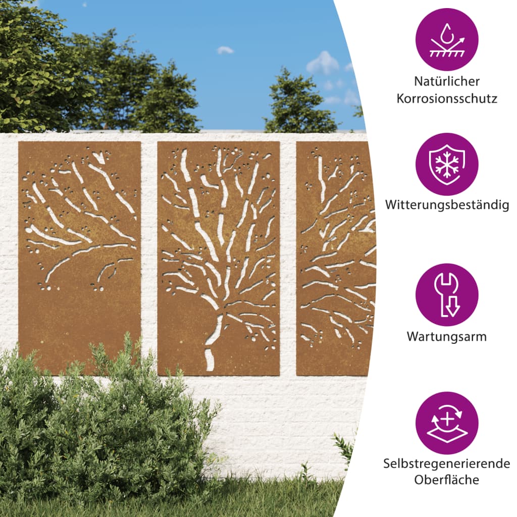 3-delige Tuindecoratieset boomontwerp 105x55 cm cortenstaal is nu te koop bij PeponiXL, paradijselijk wonen!