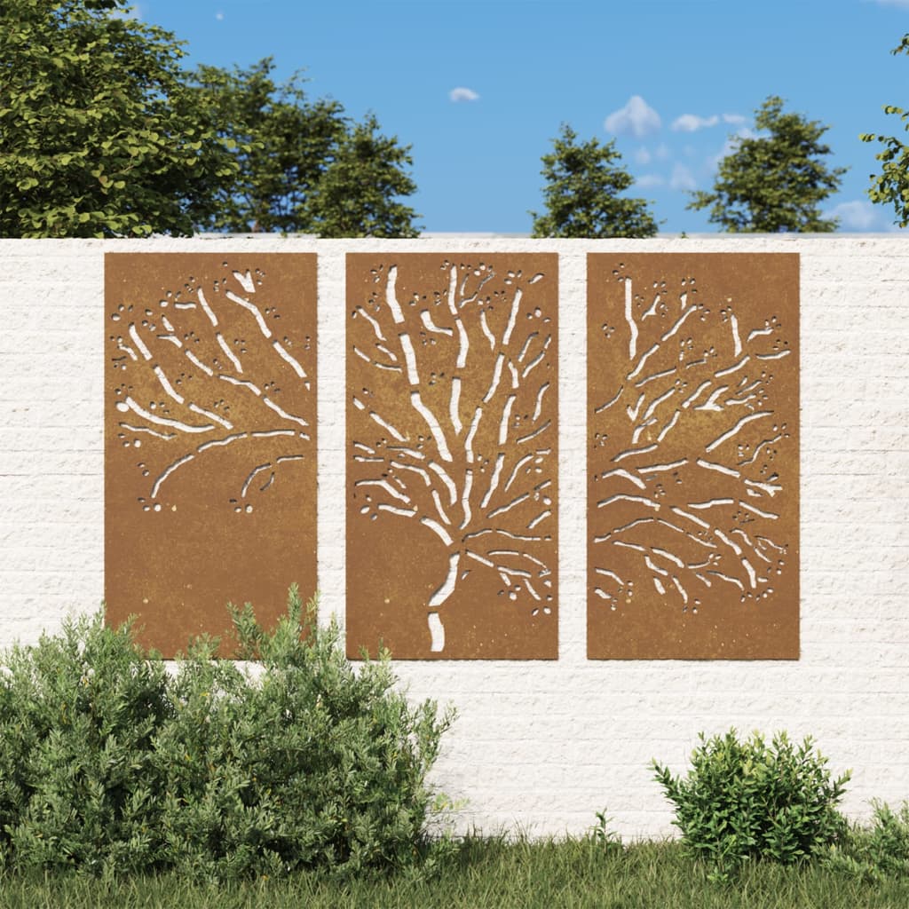 3-delige Tuindecoratieset boomontwerp 105x55 cm cortenstaal is nu te koop bij PeponiXL, paradijselijk wonen!