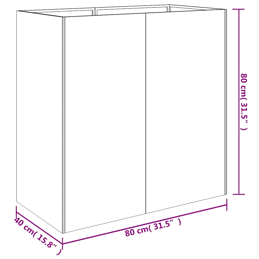 Plantenbak 80x40x80 cm cortenstaal is nu te koop bij PeponiXL, paradijselijk wonen!