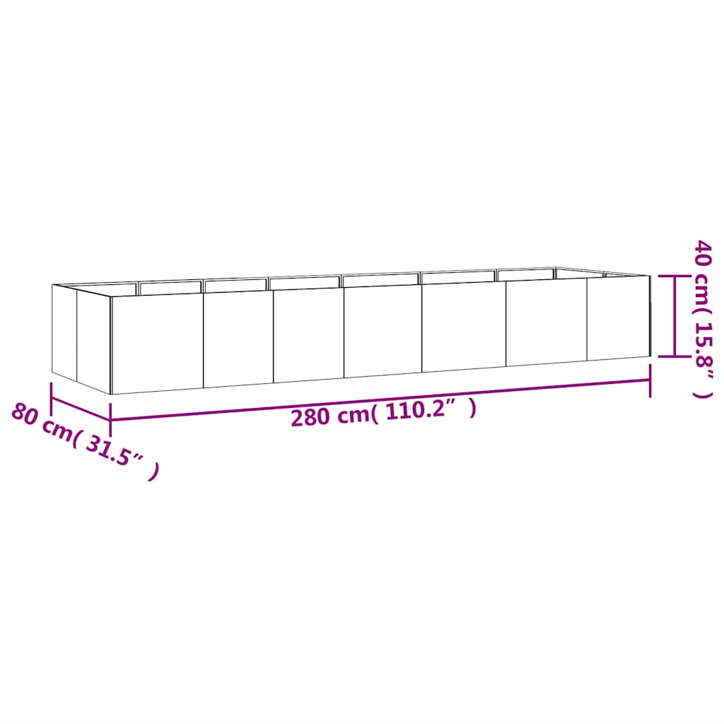 Plantenbak verhoogd 280x80x40 cm cortenstaal is nu te koop bij PeponiXL, paradijselijk wonen!