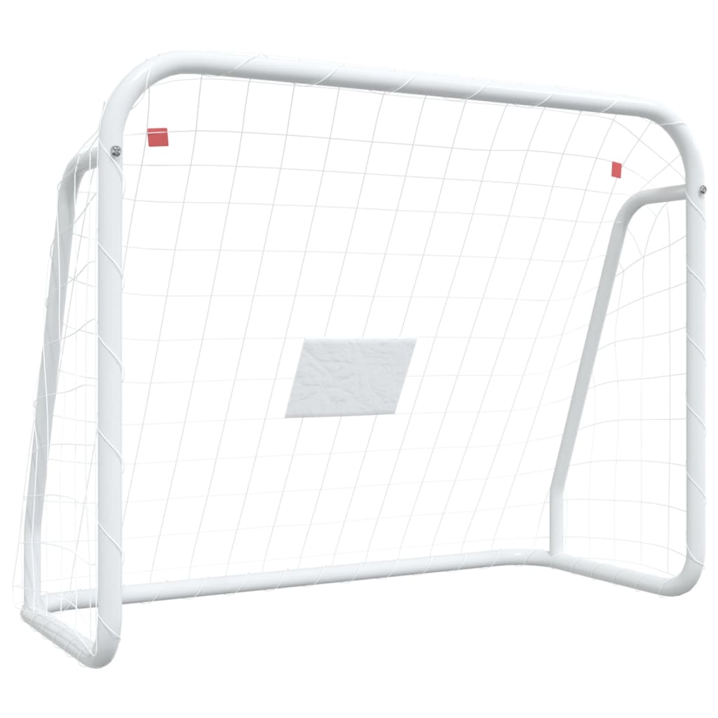 Voetbaldoel met net 125x96x60 cm staal en polyester wit is nu te koop bij PeponiXL, paradijselijk wonen!