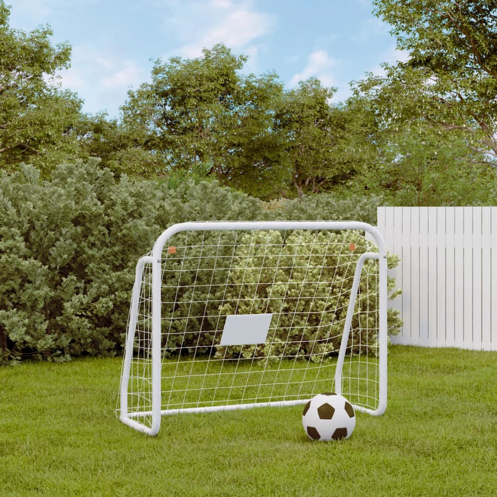 Voetbaldoel met net 125x96x60 cm staal en polyester wit is nu te koop bij PeponiXL, paradijselijk wonen!