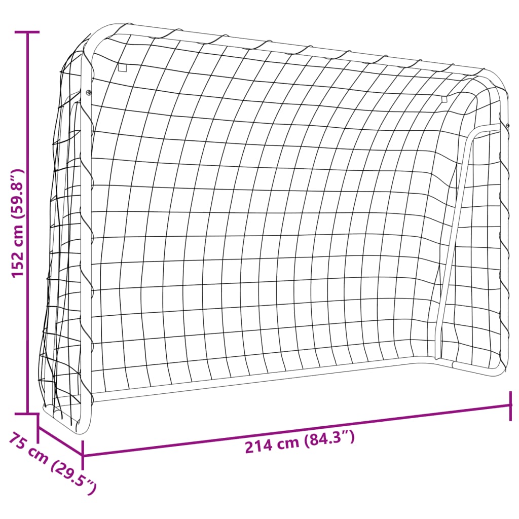 Voetbaldoel met net 214x75x152 cm staal en polyester wit is nu te koop bij PeponiXL, paradijselijk wonen!