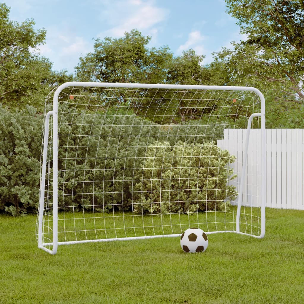 Voetbaldoel met net 214x75x152 cm staal en polyester wit is nu te koop bij PeponiXL, paradijselijk wonen!