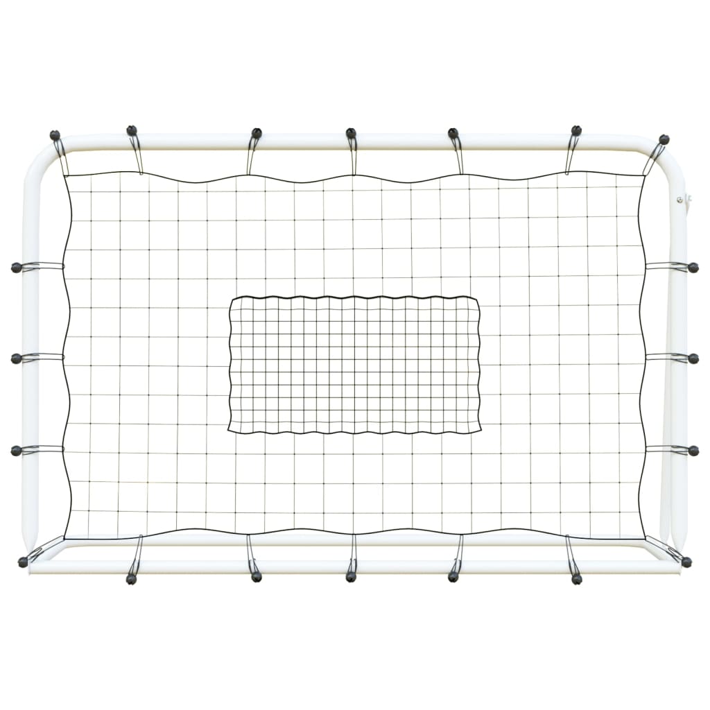 Voetbalrebounder 184x61x123 cm staal en PE wit en zwart is nu te koop bij PeponiXL, paradijselijk wonen!