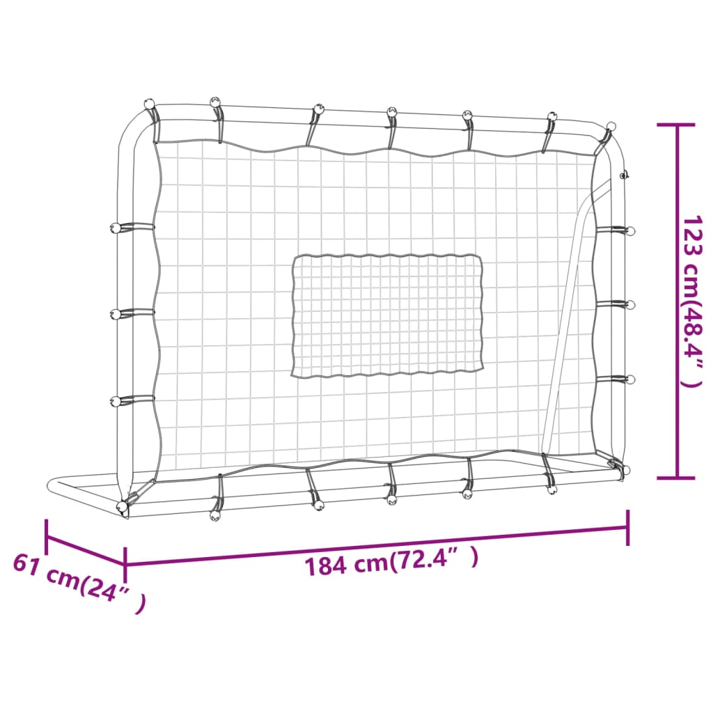 Voetbalrebounder 184x61x123 cm staal en PE wit en zwart is nu te koop bij PeponiXL, paradijselijk wonen!