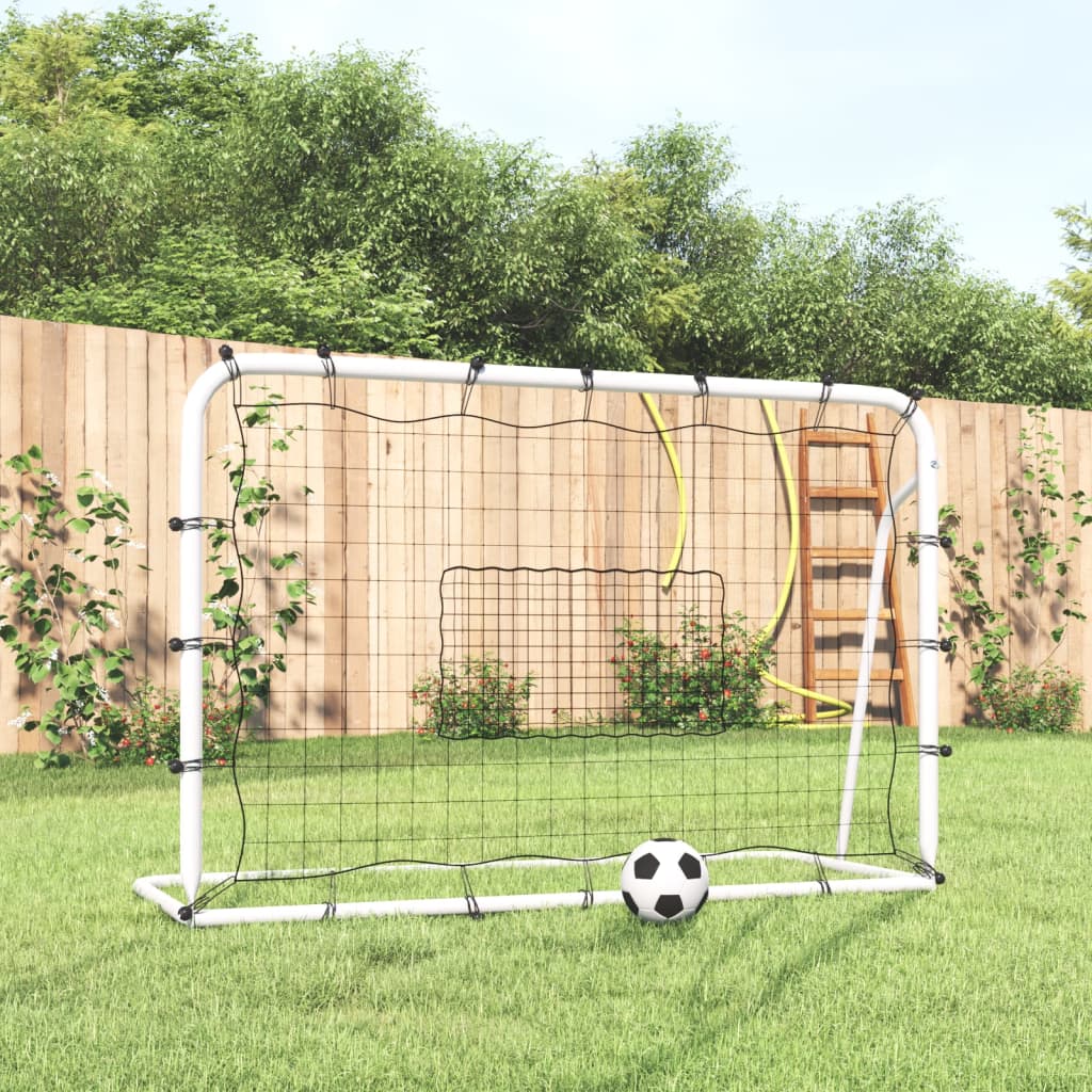 Voetbalrebounder 184x61x123 cm staal en PE wit en zwart is nu te koop bij PeponiXL, paradijselijk wonen!