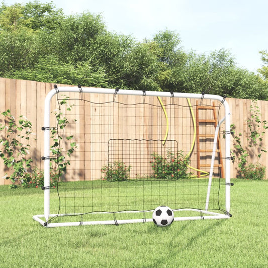 Voetbalrebounder 184x61x123 cm staal en PE wit en zwart is nu te koop bij PeponiXL, paradijselijk wonen!