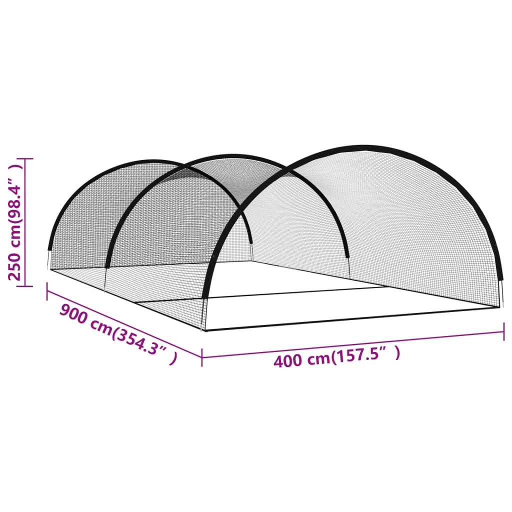 Slagkooi honkbal 900x400x250 cm polyester zwart