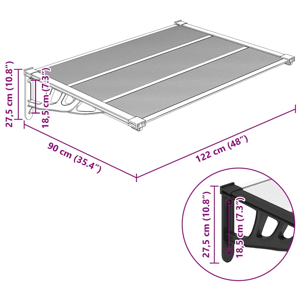 Deurluifel 122x90 cm polycarbonaat zwart en transparant is nu te koop bij PeponiXL, paradijselijk wonen!
