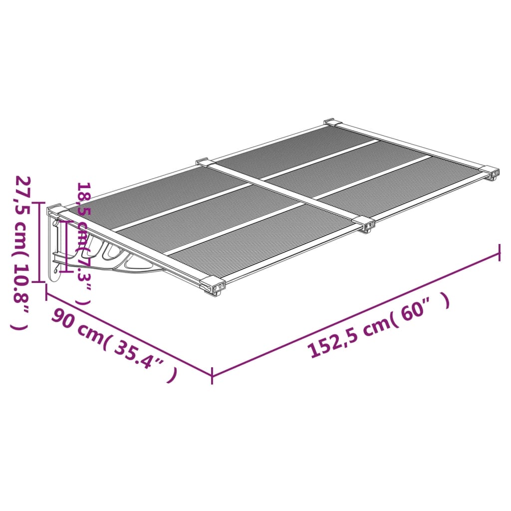 Deurluifel 152,5x90 cm polycarbonaat grijs en transparant is nu te koop bij PeponiXL, paradijselijk wonen!