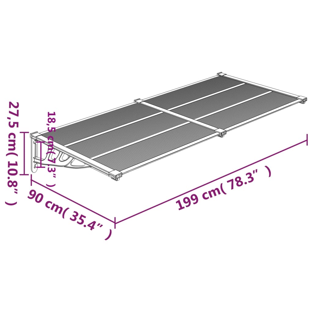Deurluifel 199x90 cm polycarbonaat grijs en transparant is nu te koop bij PeponiXL, paradijselijk wonen!