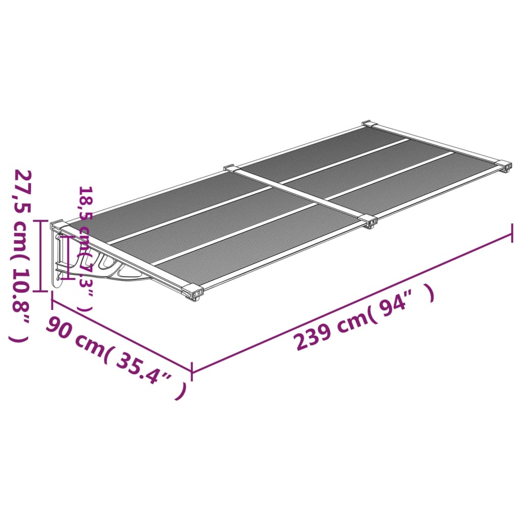 Deurluifel 239x90 cm polycarbonaat grijs en transparant is nu te koop bij PeponiXL, paradijselijk wonen!
