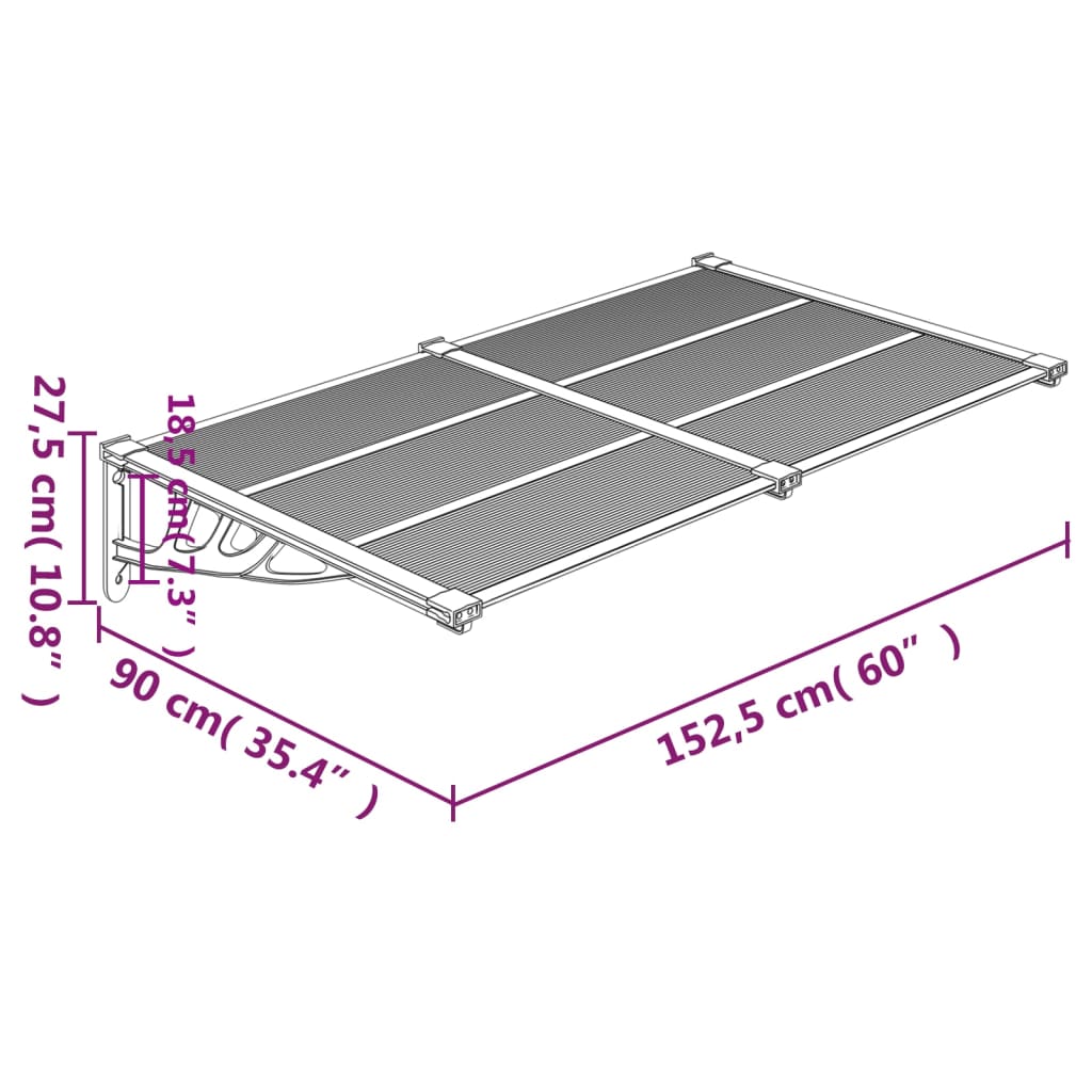 Deurluifel 152,5x90 cm polycarbonaat zwart is nu te koop bij PeponiXL, paradijselijk wonen!