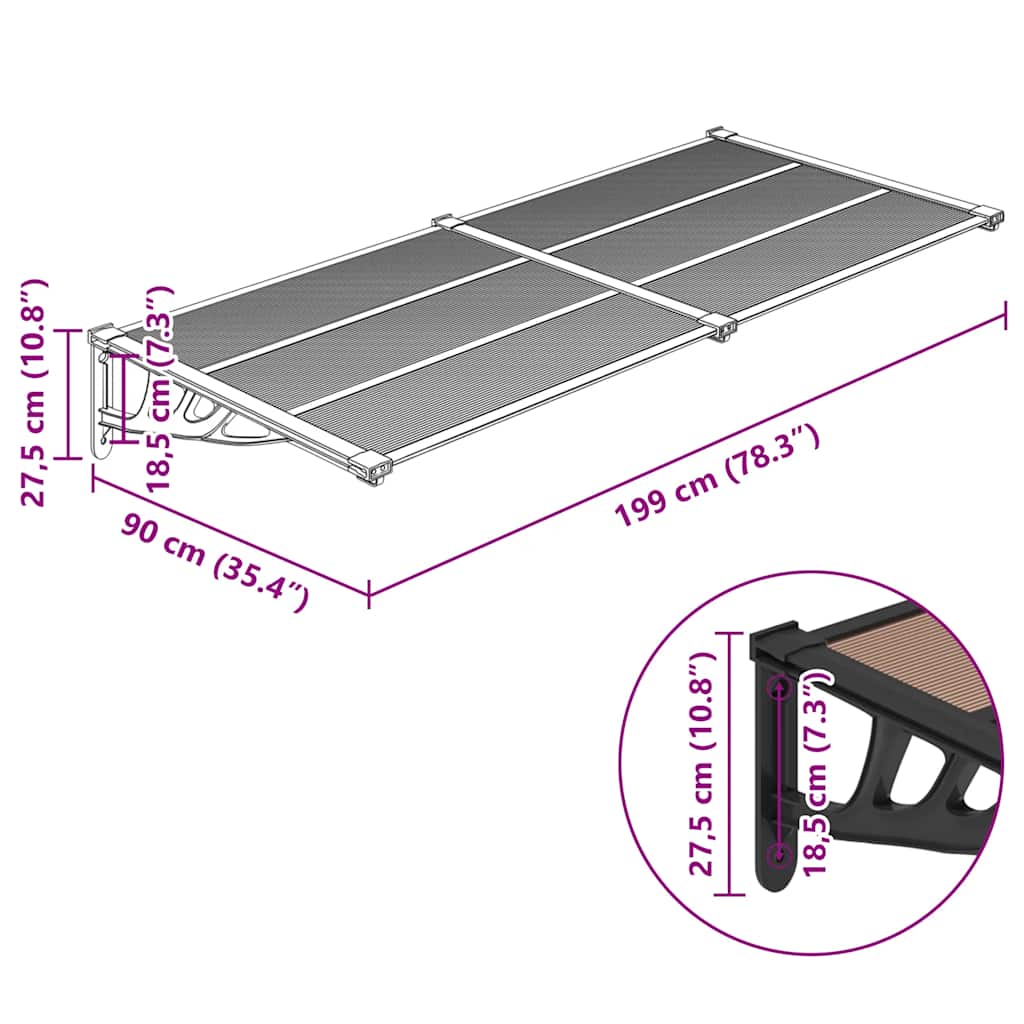 Deurluifel 199x90 cm polycarbonaat zwart is nu te koop bij PeponiXL, paradijselijk wonen!