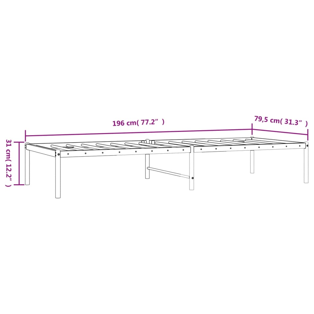 Bedframe metaal zwart 75 x 190 cm is nu te koop bij PeponiXL, paradijselijk wonen!