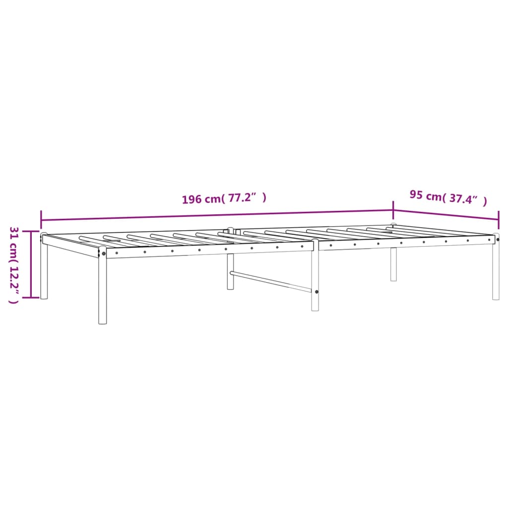Bedframe metaal zwart 90x190 cm is nu te koop bij PeponiXL, paradijselijk wonen!