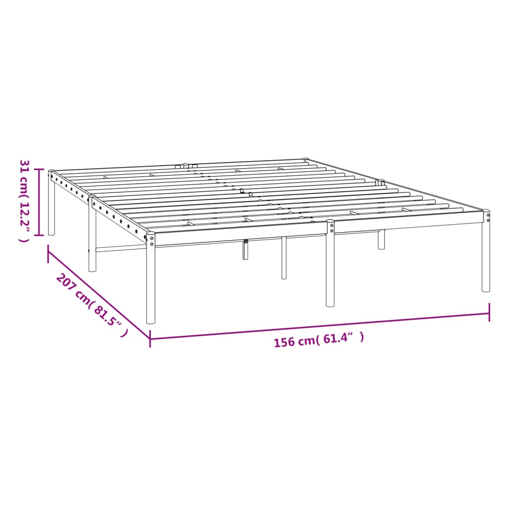 Bedframe metaal zwart 150x200 cm is nu te koop bij PeponiXL, paradijselijk wonen!