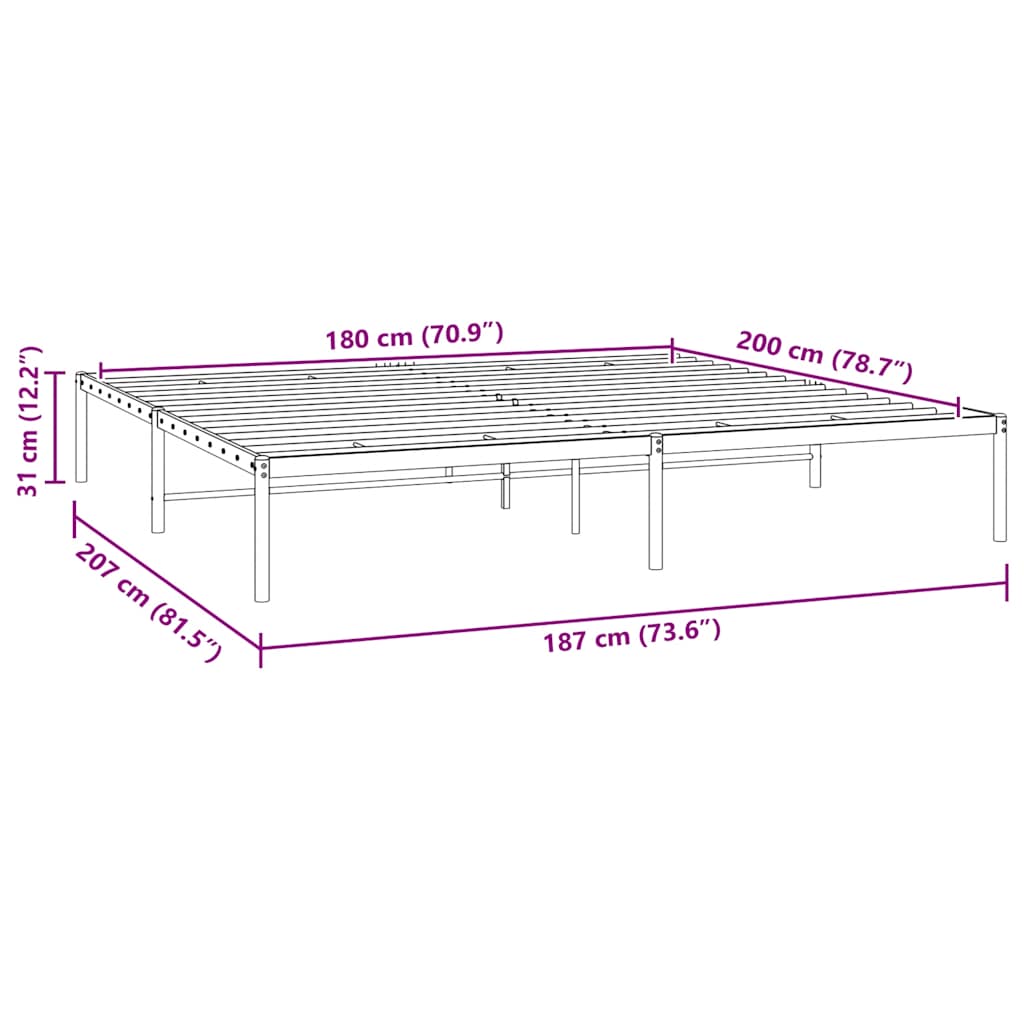 Bedframe metaal zwart 180x200 cm is nu te koop bij PeponiXL, paradijselijk wonen!