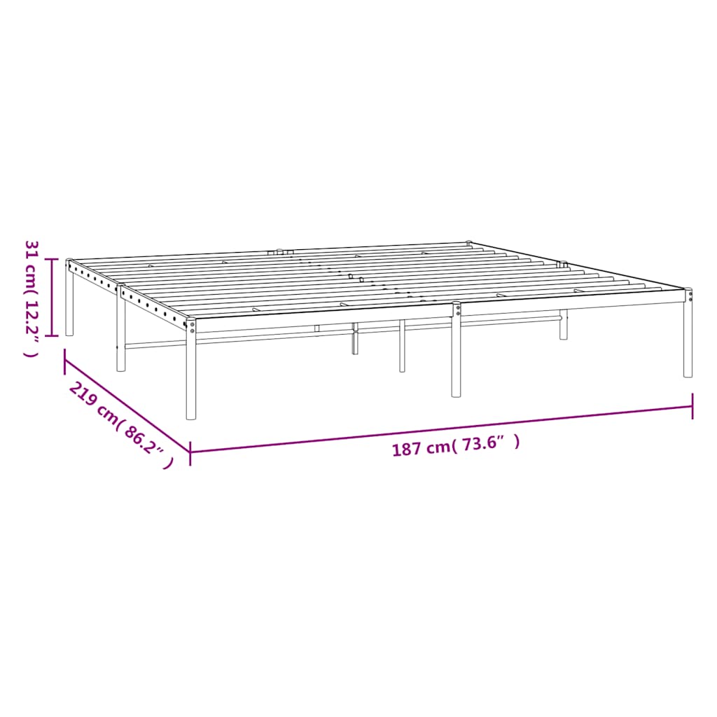 Bedframe metaal zwart 183x213 cm is nu te koop bij PeponiXL, paradijselijk wonen!
