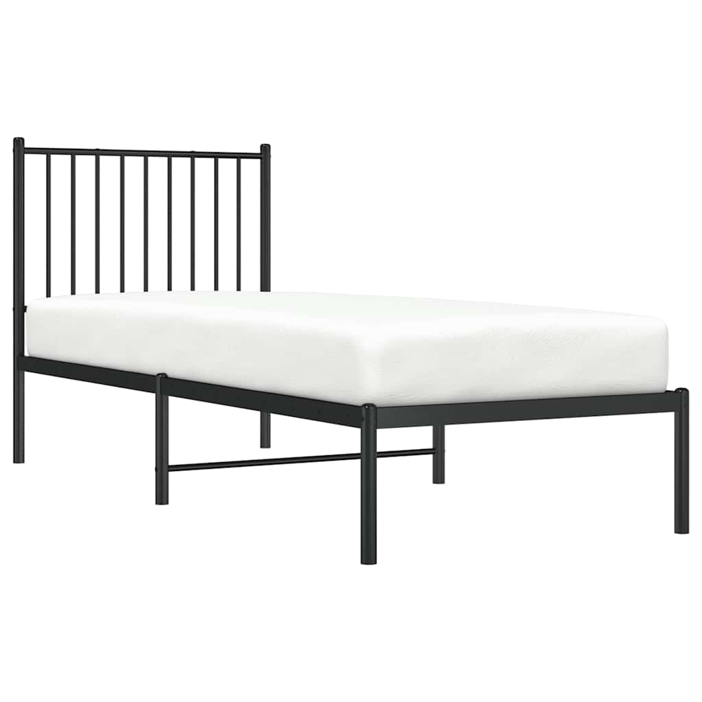 Bedframe met hoofdbord metaal zwart 80x200 cm is nu te koop bij PeponiXL, paradijselijk wonen!