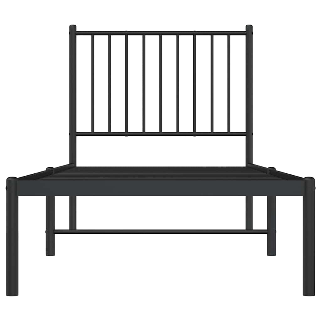 Bedframe met hoofdbord metaal zwart 80x200 cm is nu te koop bij PeponiXL, paradijselijk wonen!