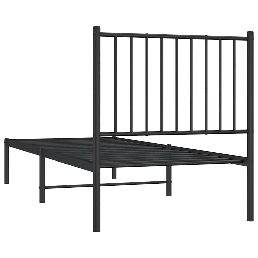 Bedframe met hoofdbord metaal zwart 80x200 cm is nu te koop bij PeponiXL, paradijselijk wonen!