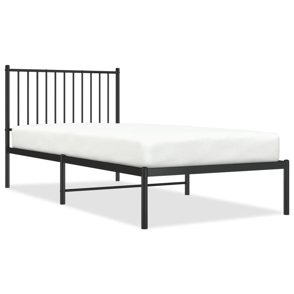 Bedframe met hoofdbord metaal zwart 90x200 cm is nu te koop bij PeponiXL, paradijselijk wonen!