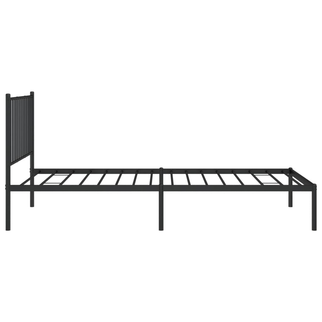 Bedframe met hoofdbord metaal zwart 90x200 cm is nu te koop bij PeponiXL, paradijselijk wonen!