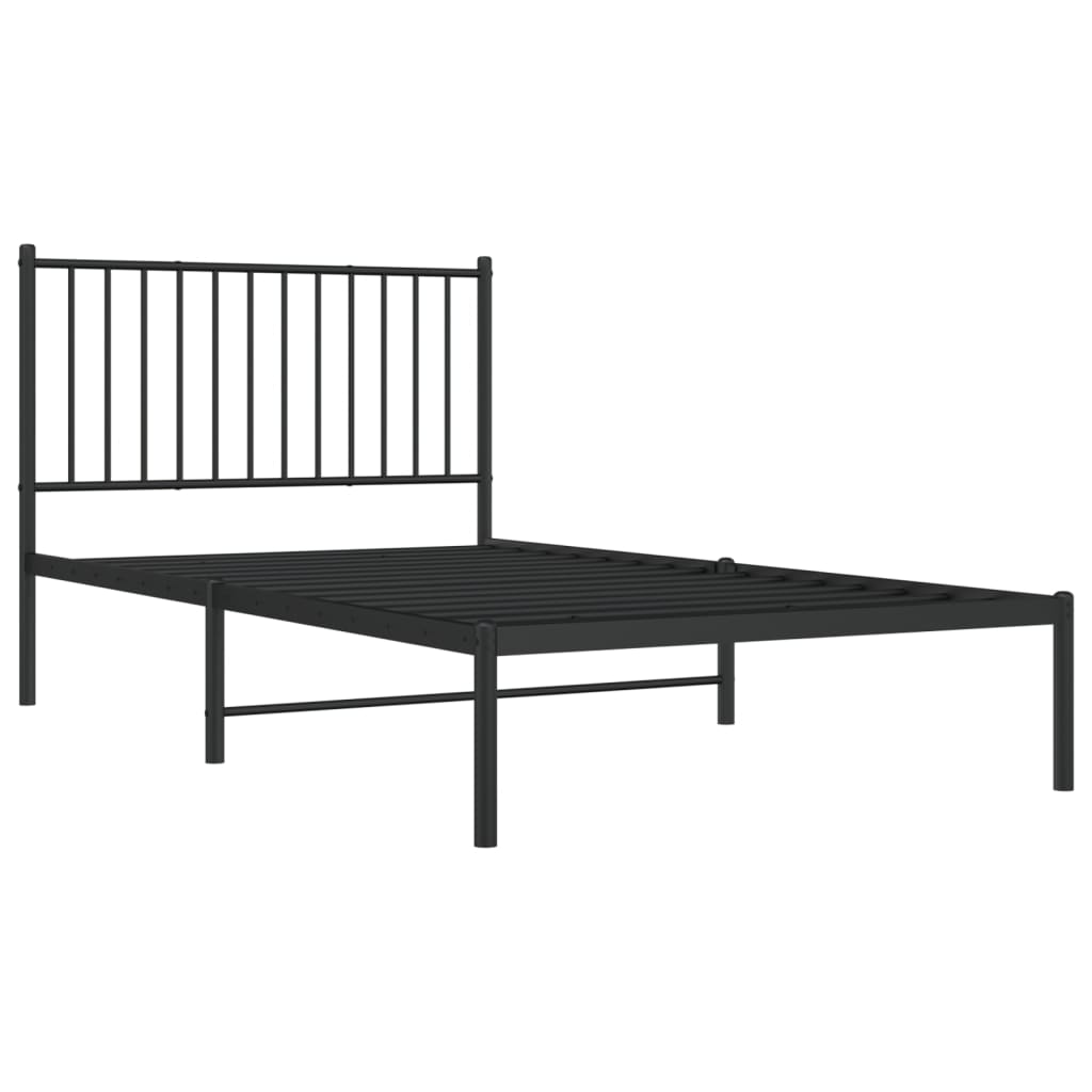 Bedframe met hoofdbord metaal zwart 100x190 cm is nu te koop bij PeponiXL, paradijselijk wonen!
