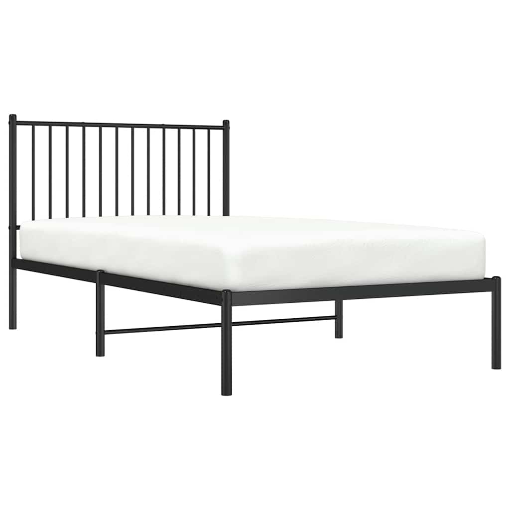 Bedframe met hoofdbord metaal zwart 100x190 cm is nu te koop bij PeponiXL, paradijselijk wonen!