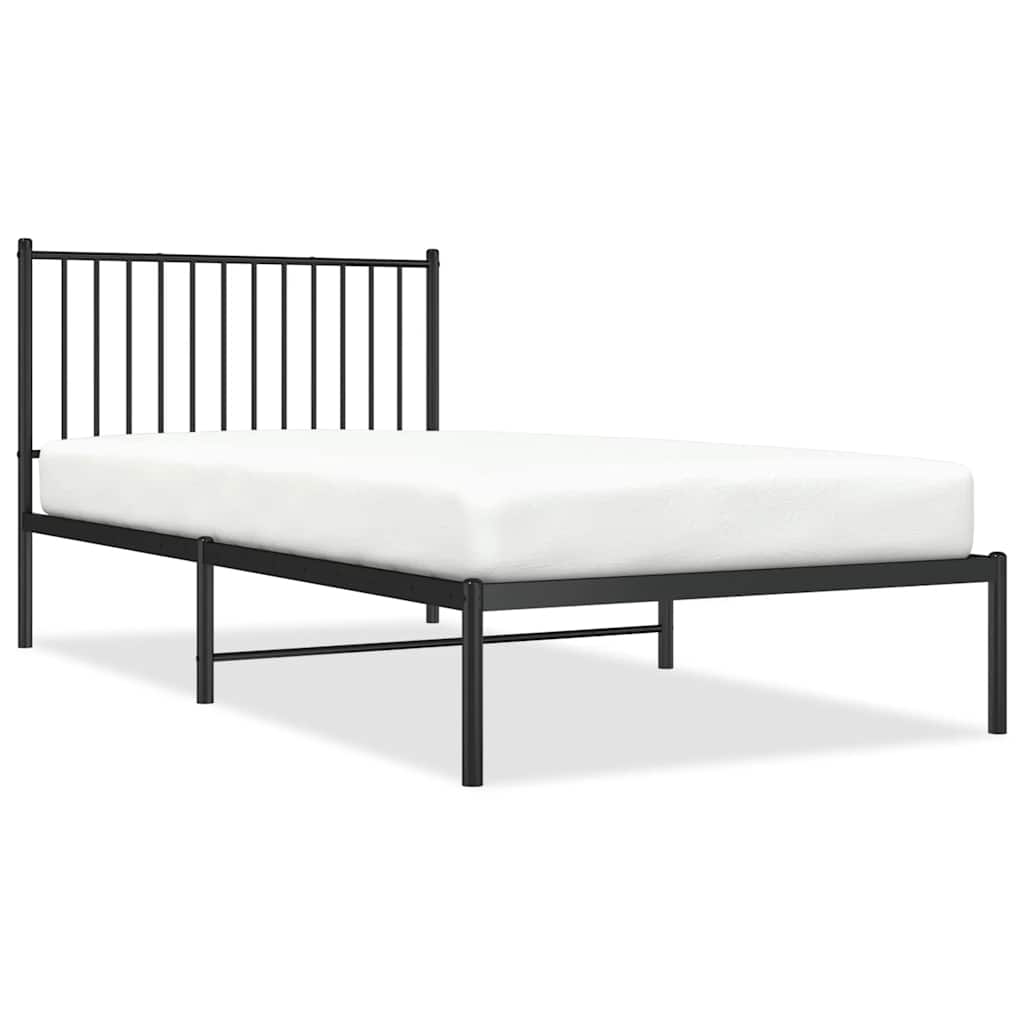 Bedframe met hoofdbord metaal zwart 100x200 cm is nu te koop bij PeponiXL, paradijselijk wonen!