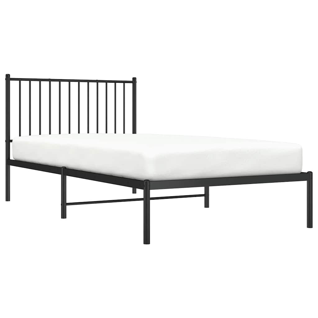 Bedframe met hoofdbord metaal zwart 100x200 cm is nu te koop bij PeponiXL, paradijselijk wonen!