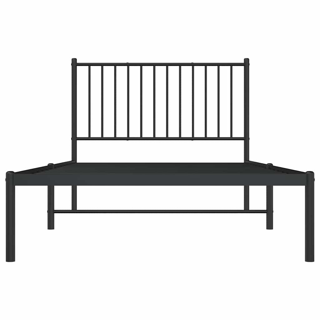Bedframe met hoofdbord metaal zwart 100x200 cm is nu te koop bij PeponiXL, paradijselijk wonen!