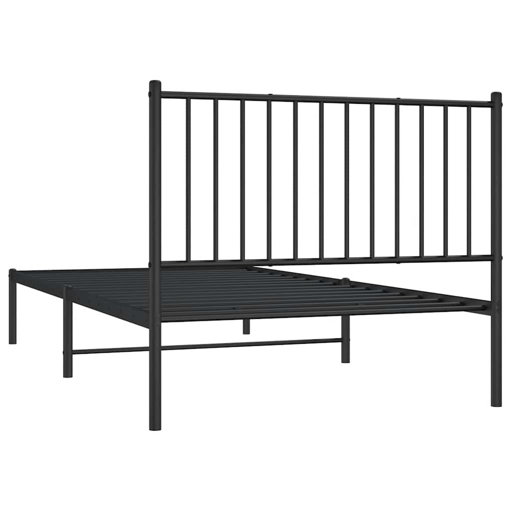 Bedframe met hoofdbord metaal zwart 100x200 cm is nu te koop bij PeponiXL, paradijselijk wonen!