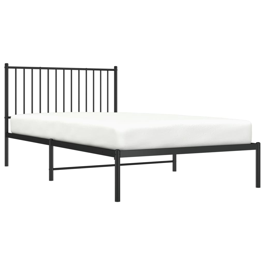Bedframe met hoofdbord metaal zwart 107x203 cm is nu te koop bij PeponiXL, paradijselijk wonen!