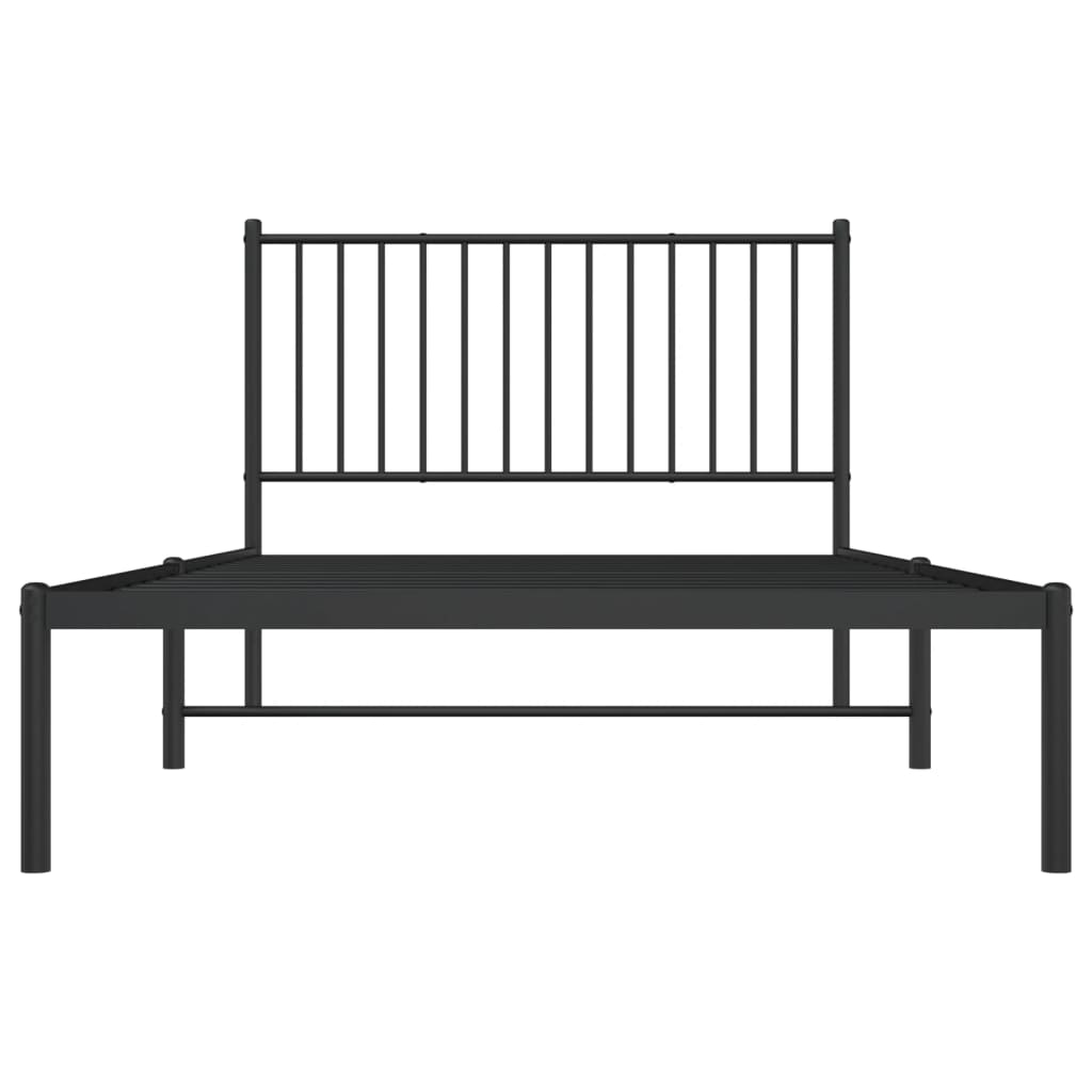 Bedframe met hoofdbord metaal zwart 107x203 cm is nu te koop bij PeponiXL, paradijselijk wonen!