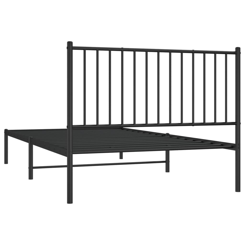 Bedframe met hoofdbord metaal zwart 107x203 cm is nu te koop bij PeponiXL, paradijselijk wonen!