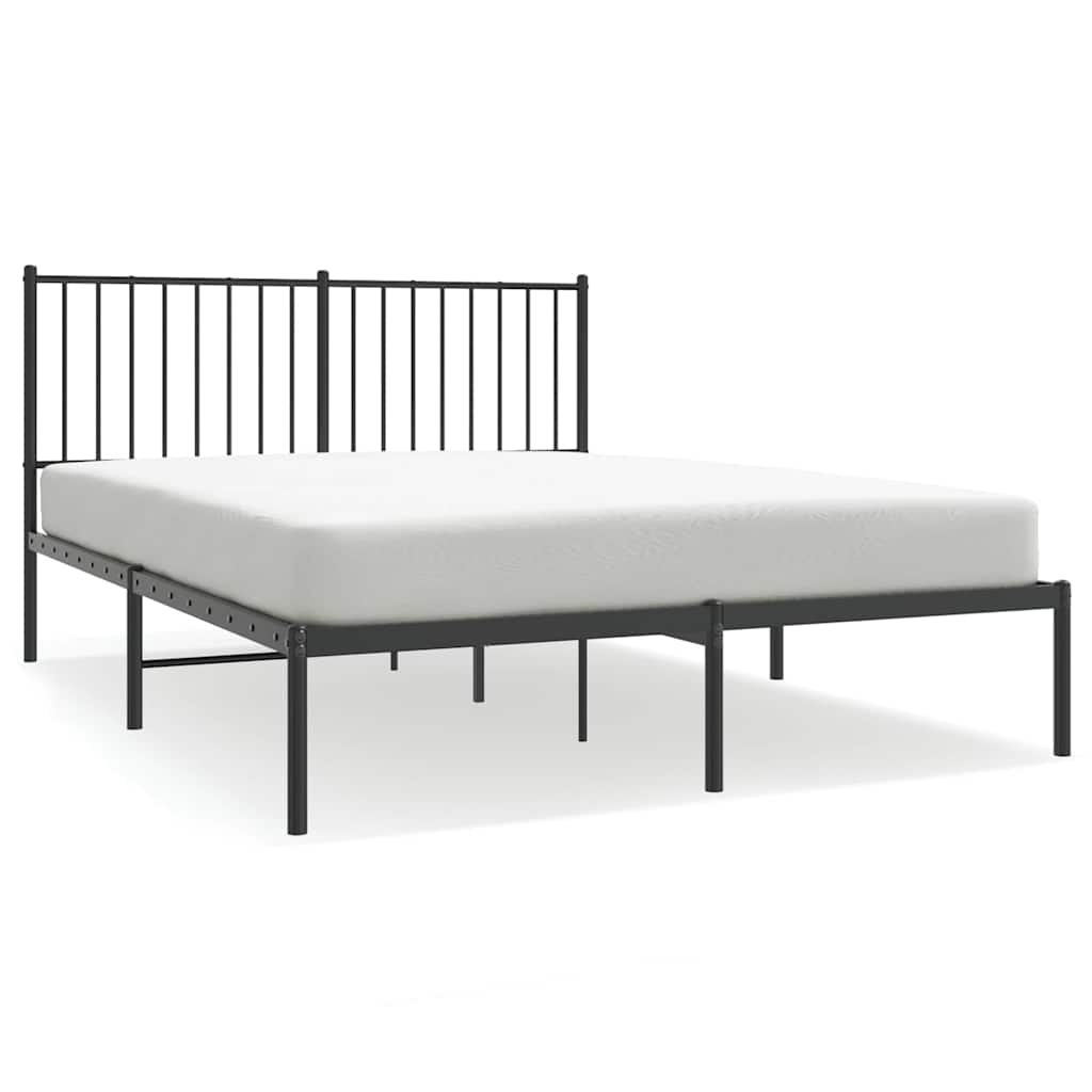 Bedframe met hoofdbord metaal zwart 135x190 cm is nu te koop bij PeponiXL, paradijselijk wonen!