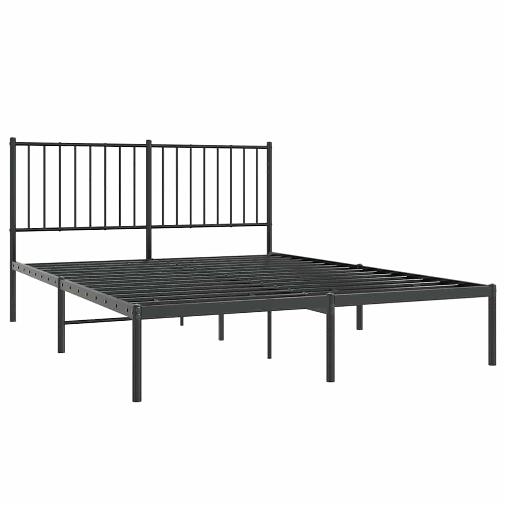 Bedframe met hoofdbord metaal zwart 135x190 cm is nu te koop bij PeponiXL, paradijselijk wonen!