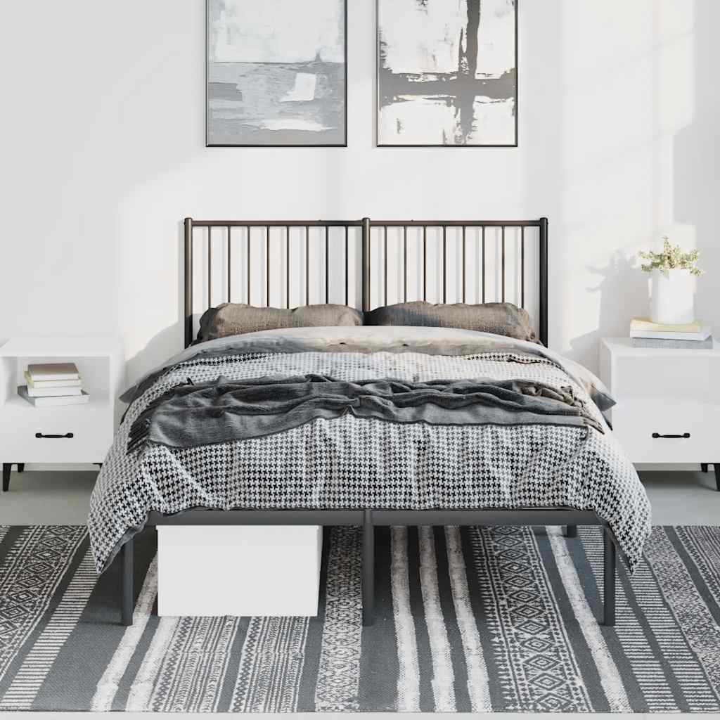 Bedframe met hoofdbord metaal zwart 135x190 cm is nu te koop bij PeponiXL, paradijselijk wonen!