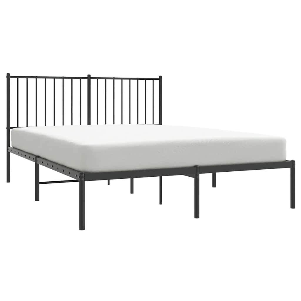 Bedframe met hoofdbord metaal zwart 135x190 cm is nu te koop bij PeponiXL, paradijselijk wonen!